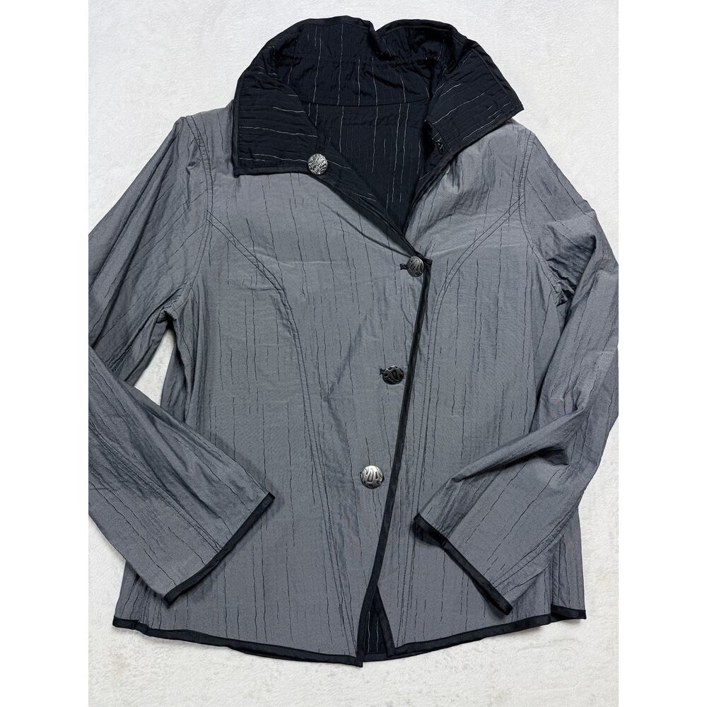 I-Reversibles NWT Cotton Poly Pinstripe Reversible Jacket Sz XL Modern Craft